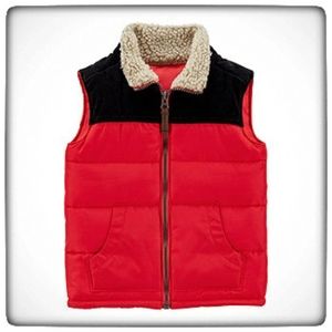 Carter's Red Colorblock Bubble Zip Jacket Vest